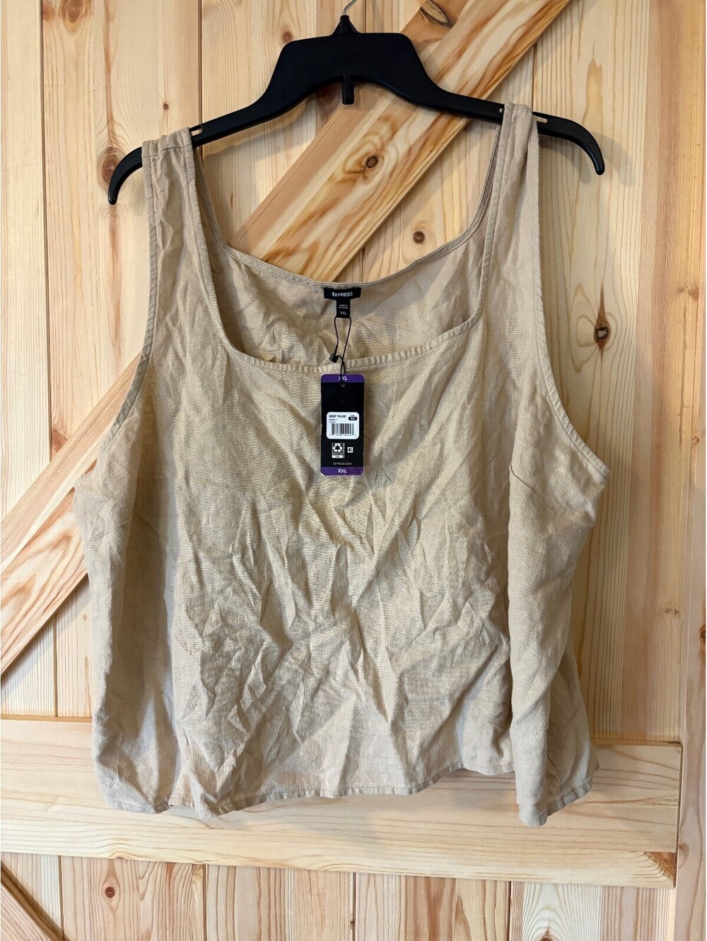 Express Cream Linen Blend Tank Top XXL NWT